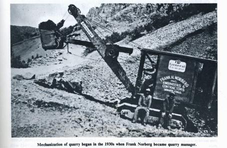 Mechanization of the Quarry began in the 1930’s when Frank Norberg Became Quarry Manager