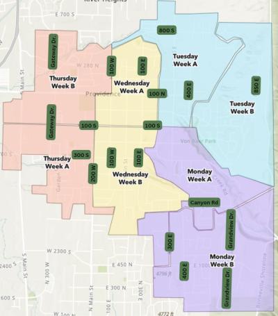 A map shows the different sections and pickup schedule for waste collection in Providence.